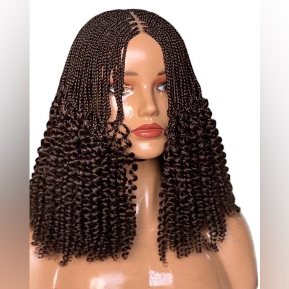 Curly Brown Braided Wig